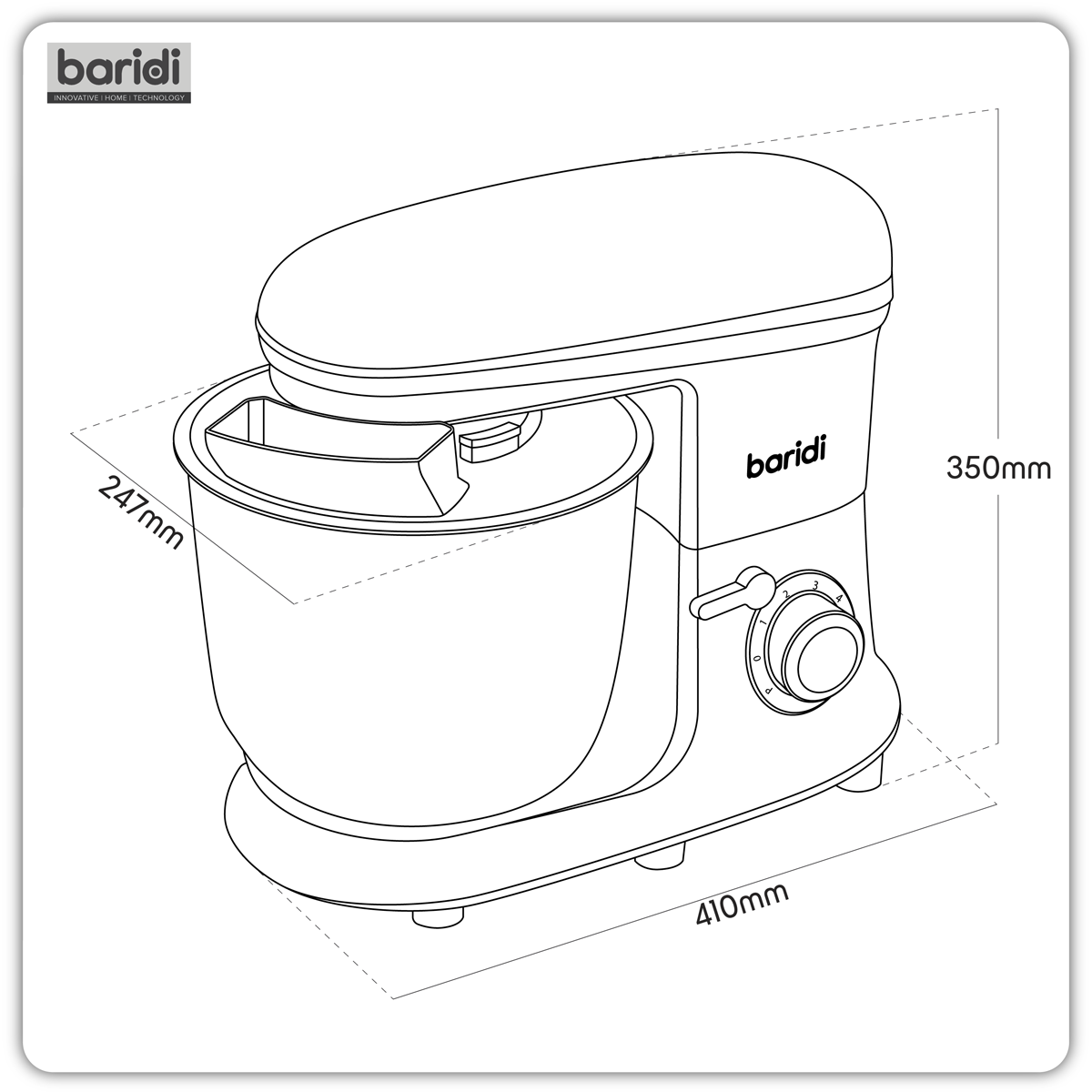 Baridi DH174 Baridi 1800W Stand Mixer with Accessories 8L - Black