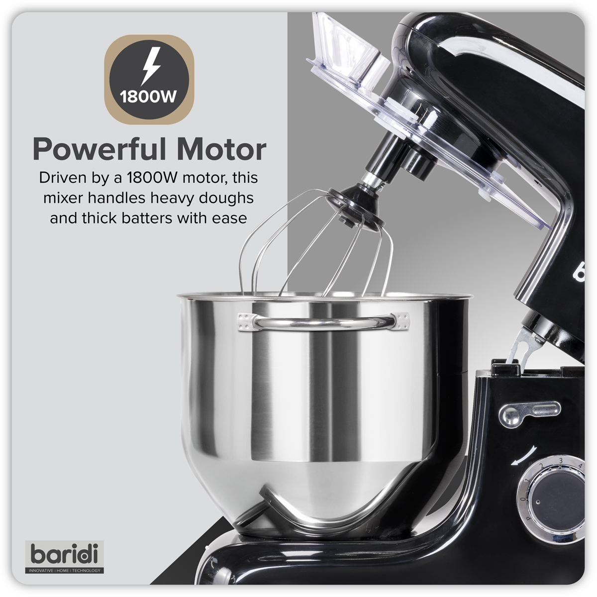 Baridi DH174 Baridi 1800W Stand Mixer with Accessories 8L - Black