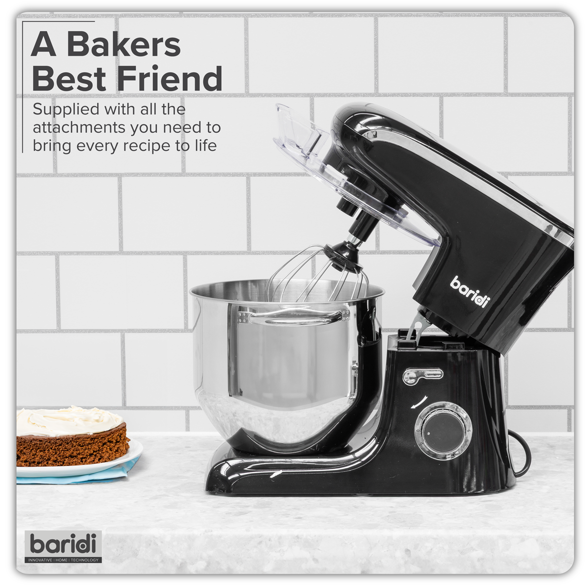 Baridi DH174 Baridi 1800W Stand Mixer with Accessories 8L - Black