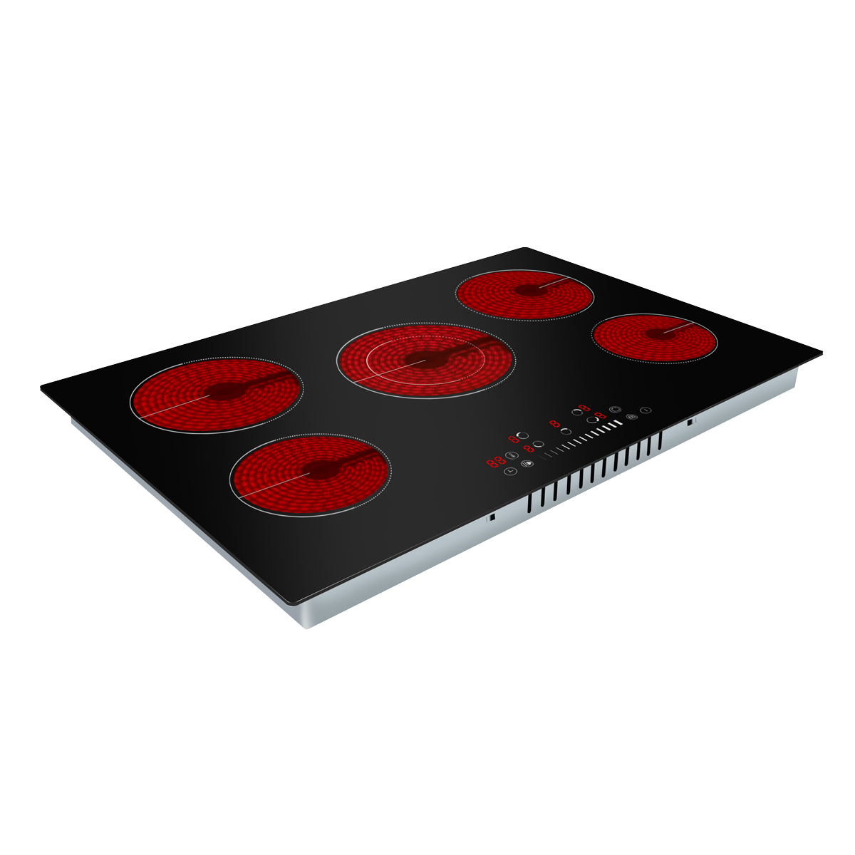 Baridi DH175 Baridi Integrated Ceramic Hob with 5 Cooking Zones 77cm - Black Glass