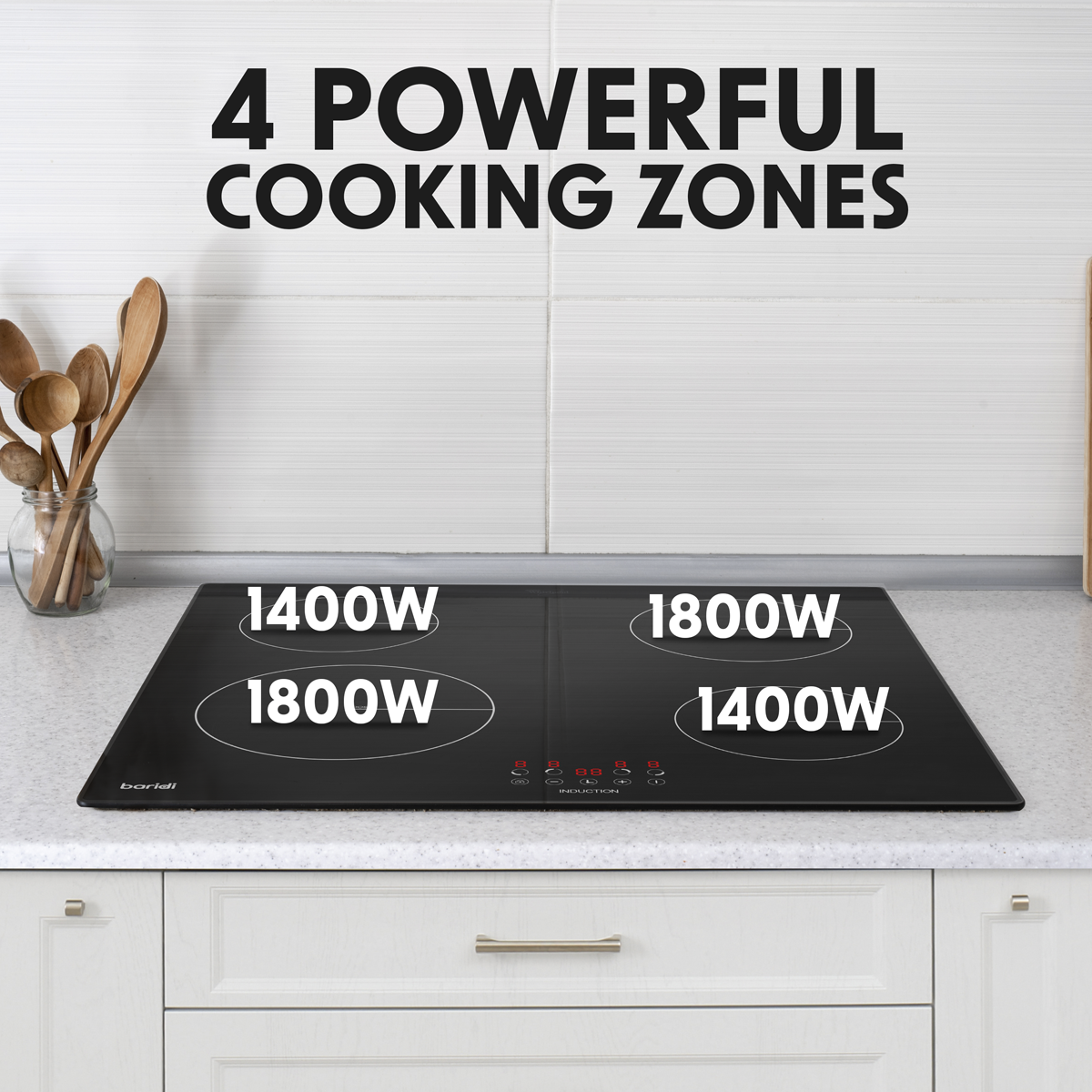 Baridi DH176 Baridi Integrated Induction Hob with 4 Cooking Zones 60cm 6800W Output