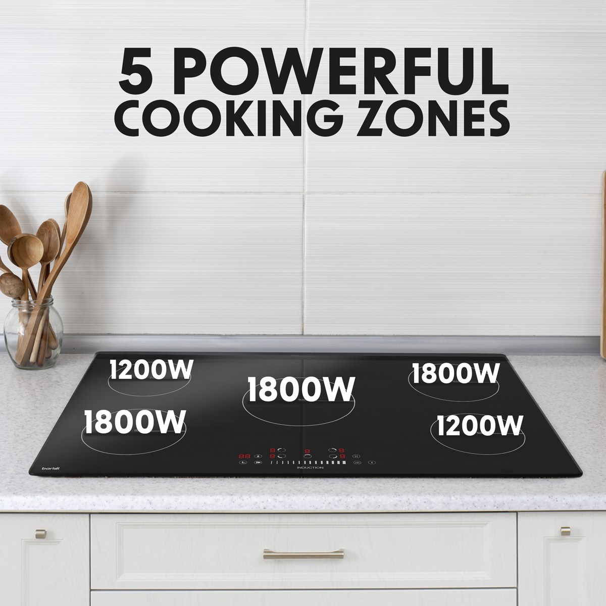 Baridi DH180 Baridi Integrated Induction Hob with 5 Cooking Zones 90cm 9300W Output