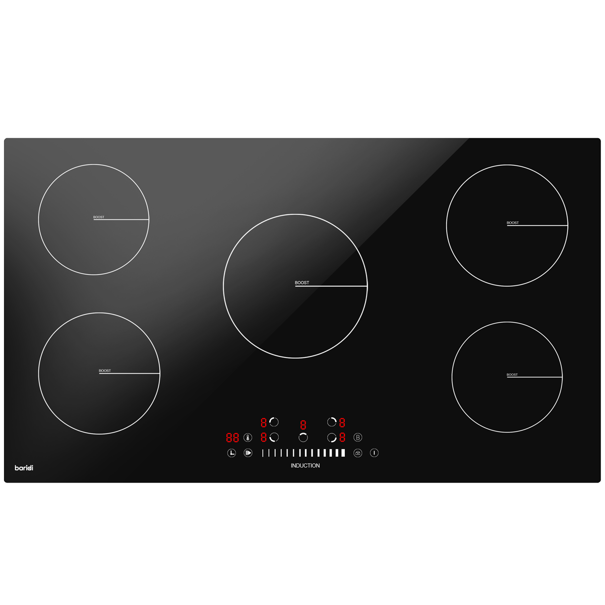 Baridi DH180 Baridi Integrated Induction Hob with 5 Cooking Zones 90cm 9300W Output
