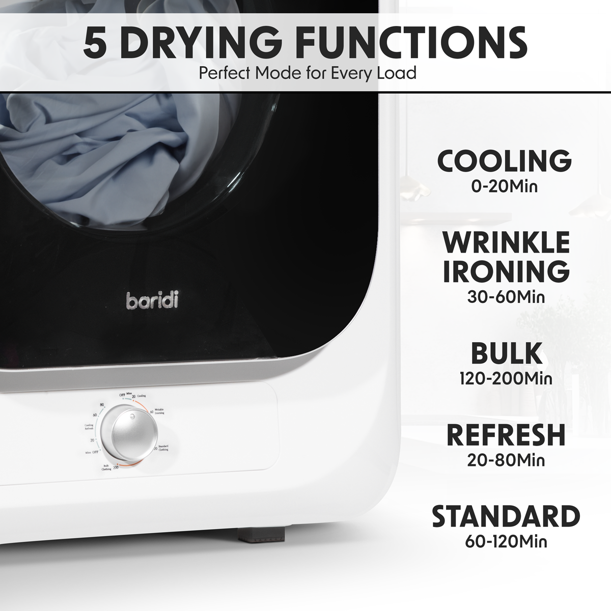 Baridi DH192 Baridi Tabletop Tumble Dryer with Analogue Controls 2.5kg Capacity - White