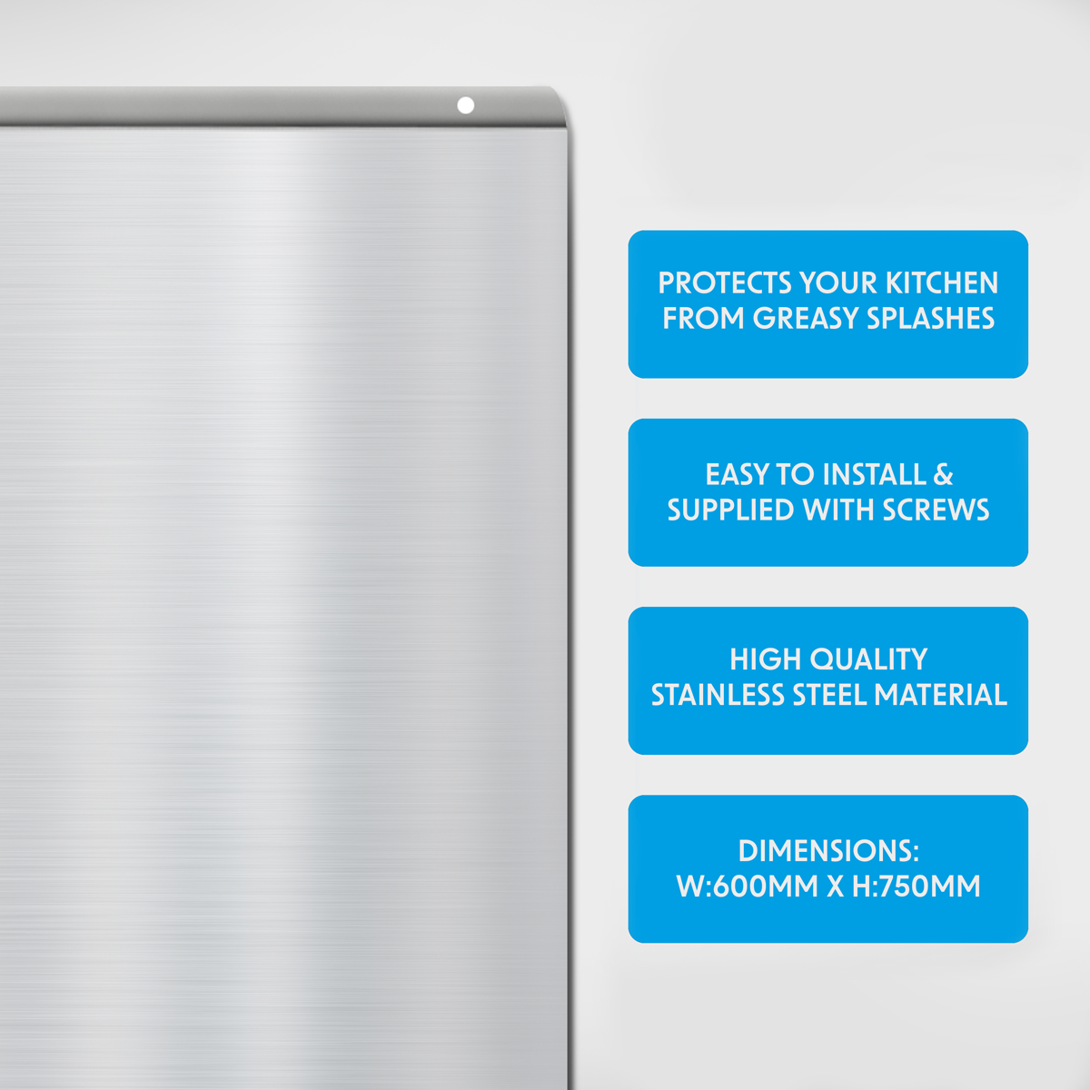 Baridi DH193 Baridi Splashback for Cooker Hoods 60 x 75cm - Stainless Steel