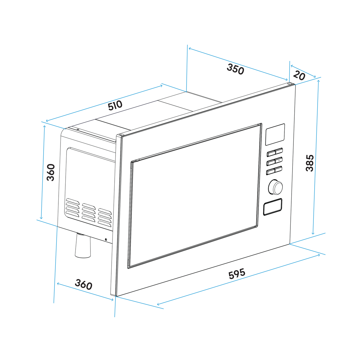 Baridi DH197 Baridi Integrated Microwave Oven with Grill 25L Capacity 900W - Stainless Steel