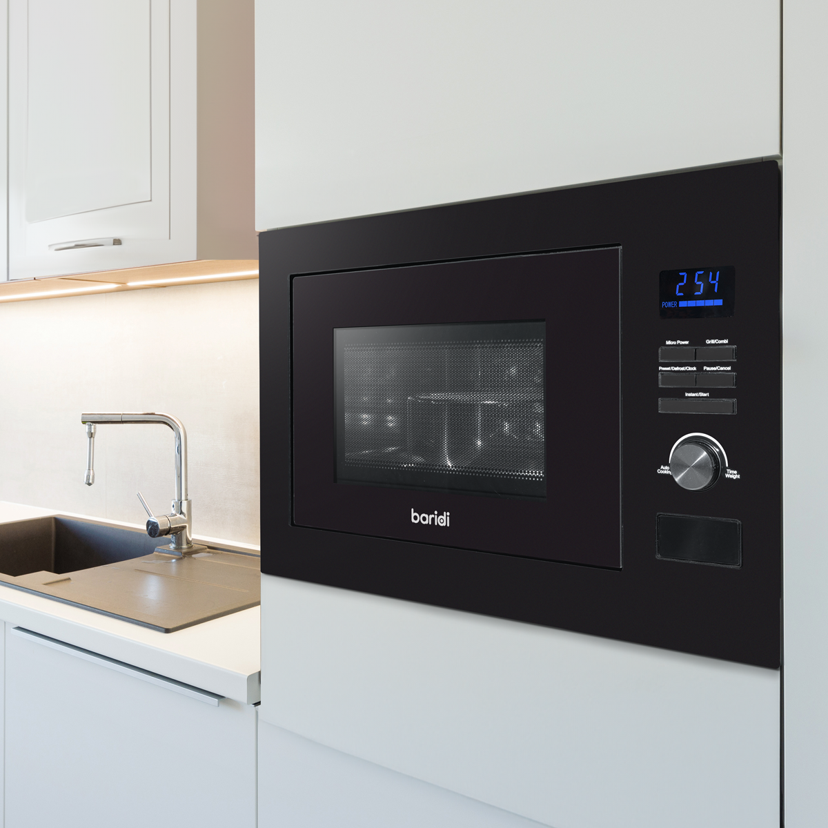 Baridi DH198 Baridi Integrated Microwave Oven with Grill 25L Capacity 900W - Black