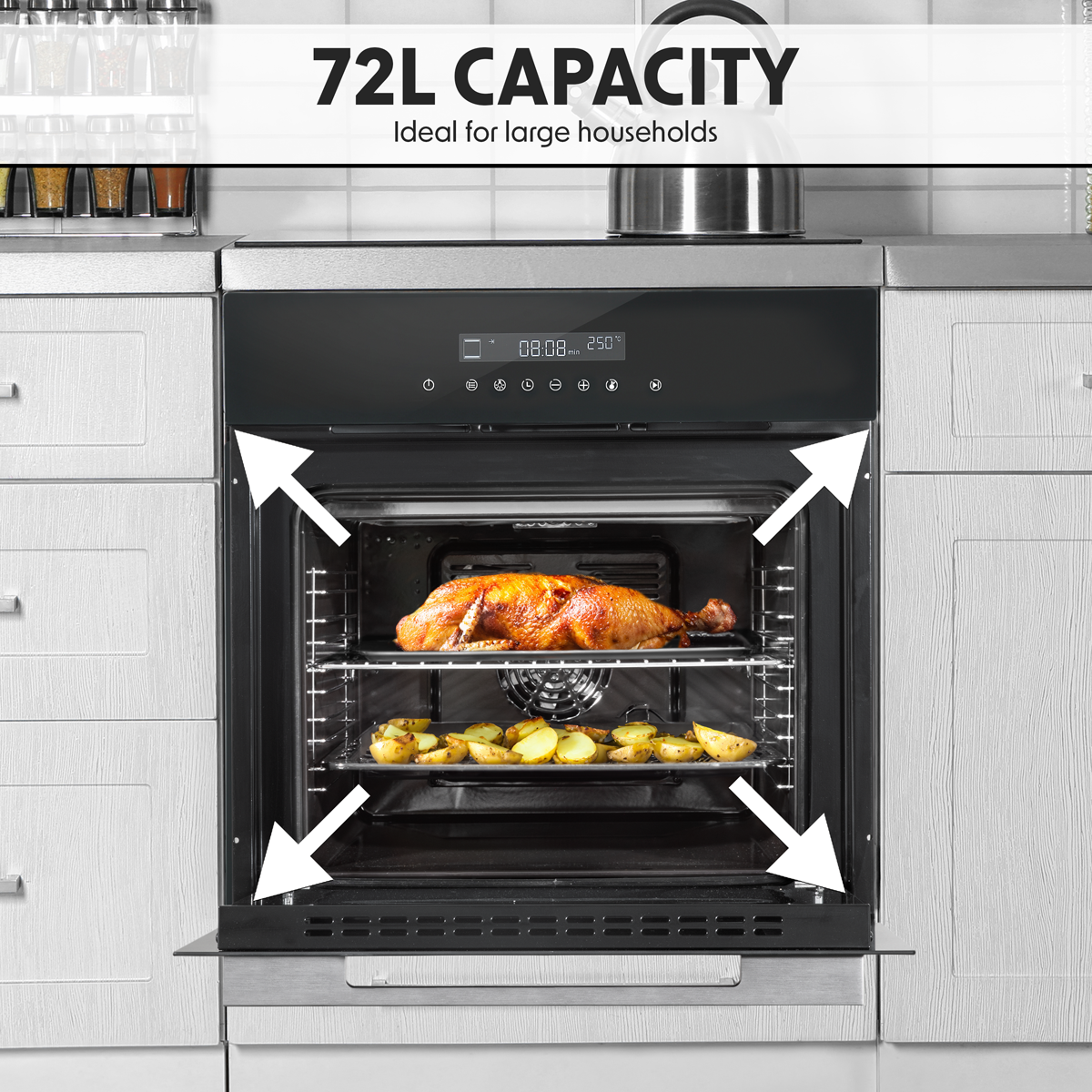 Baridi DH199 Baridi Integrated Fan-Assisted Electric Oven 60cm 72L Capacity - Black