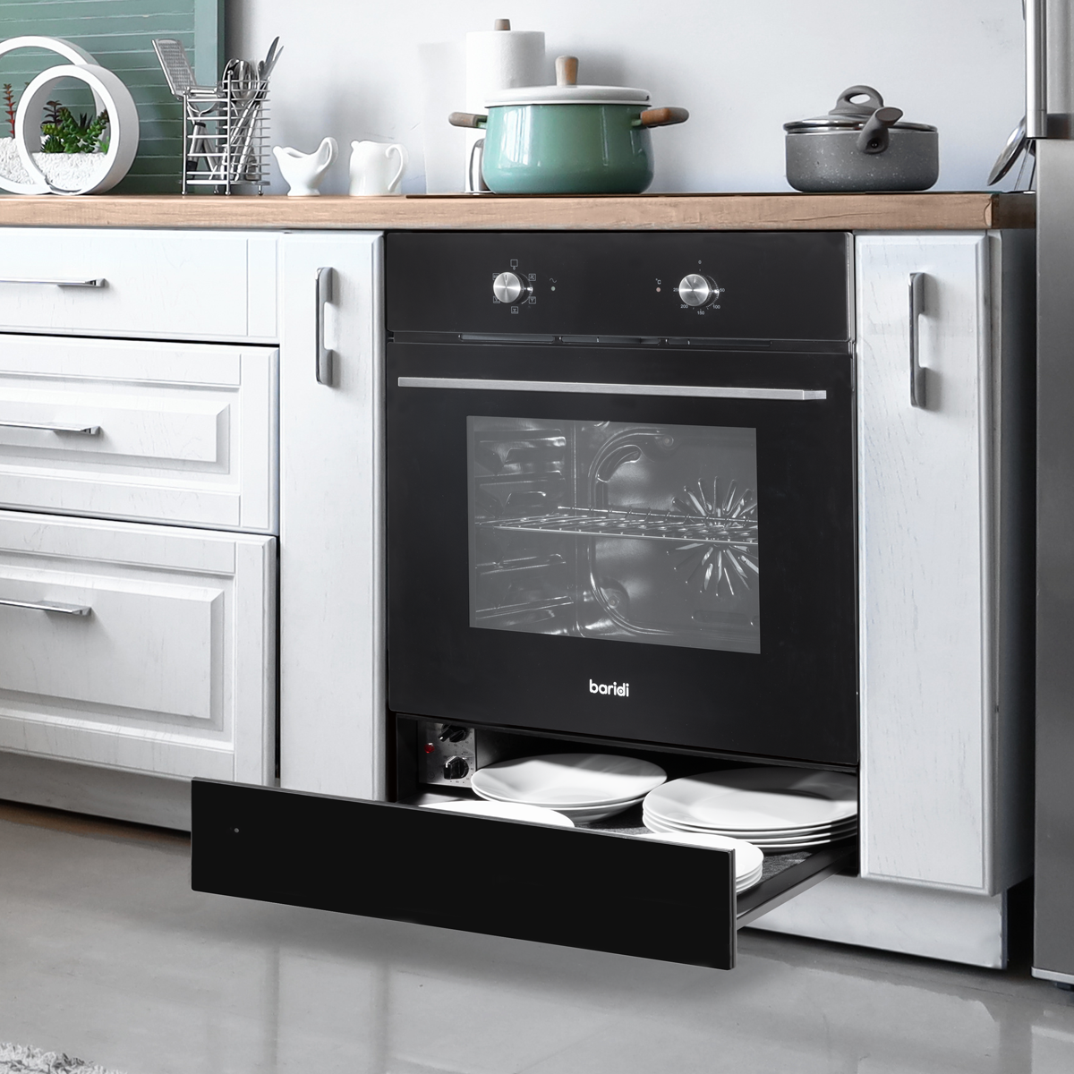 Baridi DH201 Baridi Integrated Warming Drawer 60cm - Black