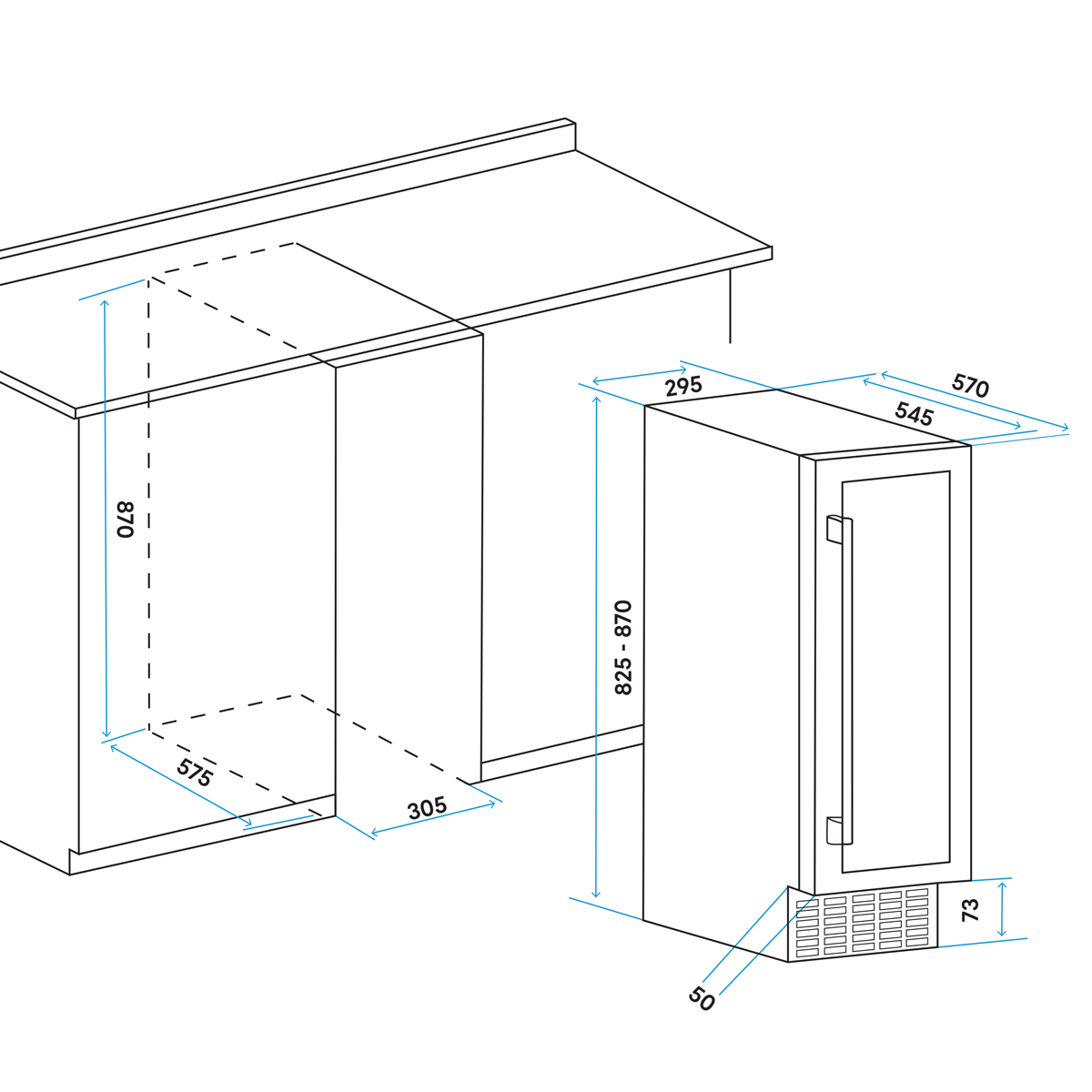 Baridi DH204 Baridi 17 Bottle Slim Wine Fridge & Cooler 30cm