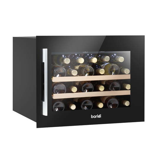 Baridi DH205 Baridi 28 Bottle Built-In Wine Cooler with Touch Screen Controls, Beech Wood Shelves & LED Light - Black
