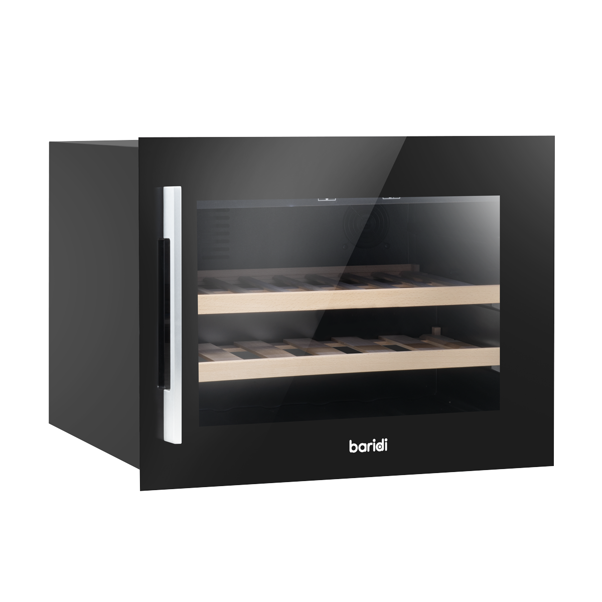 Baridi DH205 Baridi 28 Bottle Built-In Wine Cooler with Touch Screen Controls, Beech Wood Shelves & LED Light - Black