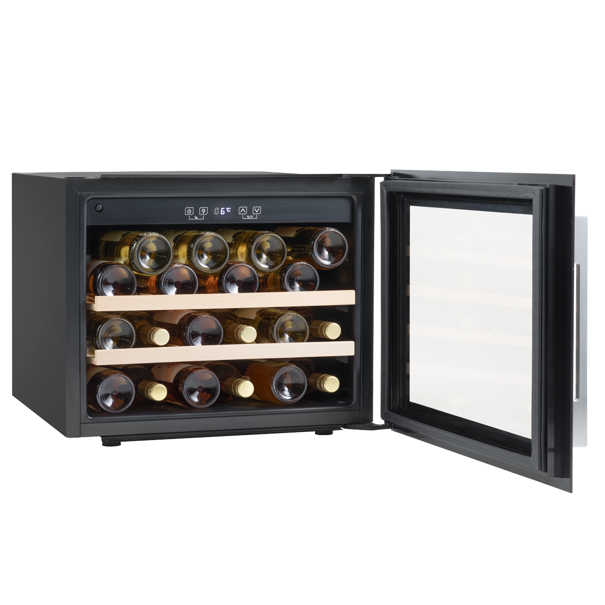 Baridi DH205 Baridi 28 Bottle Built-In Wine Cooler with Touch Screen Controls, Beech Wood Shelves & LED Light - Black