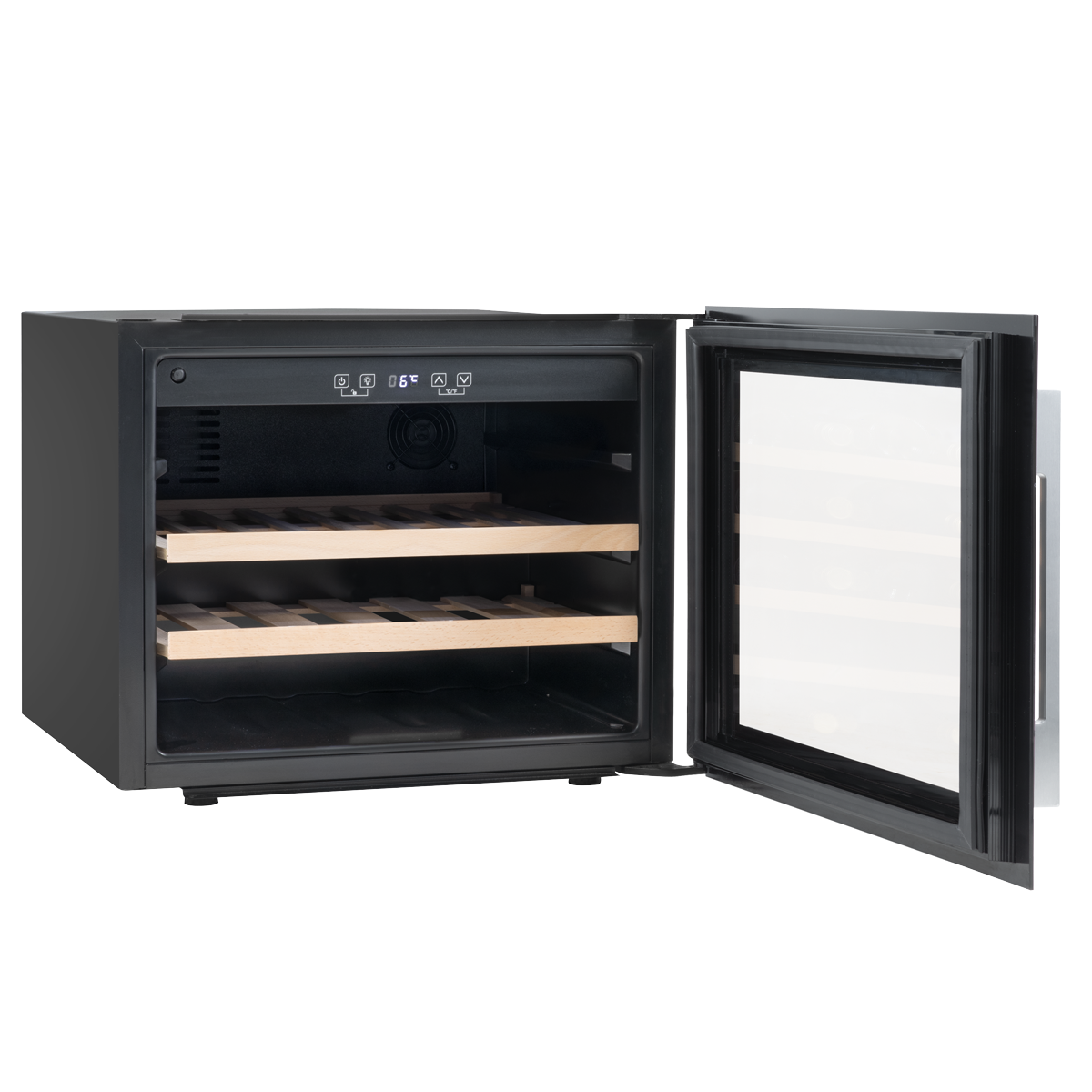 Baridi DH205 Baridi 28 Bottle Built-In Wine Cooler with Touch Screen Controls, Beech Wood Shelves & LED Light - Black