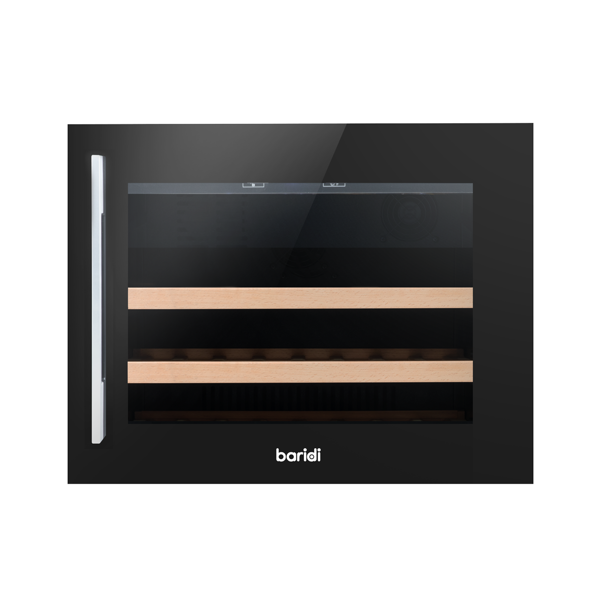 Baridi DH205 Baridi 28 Bottle Built-In Wine Cooler with Touch Screen Controls, Beech Wood Shelves & LED Light - Black