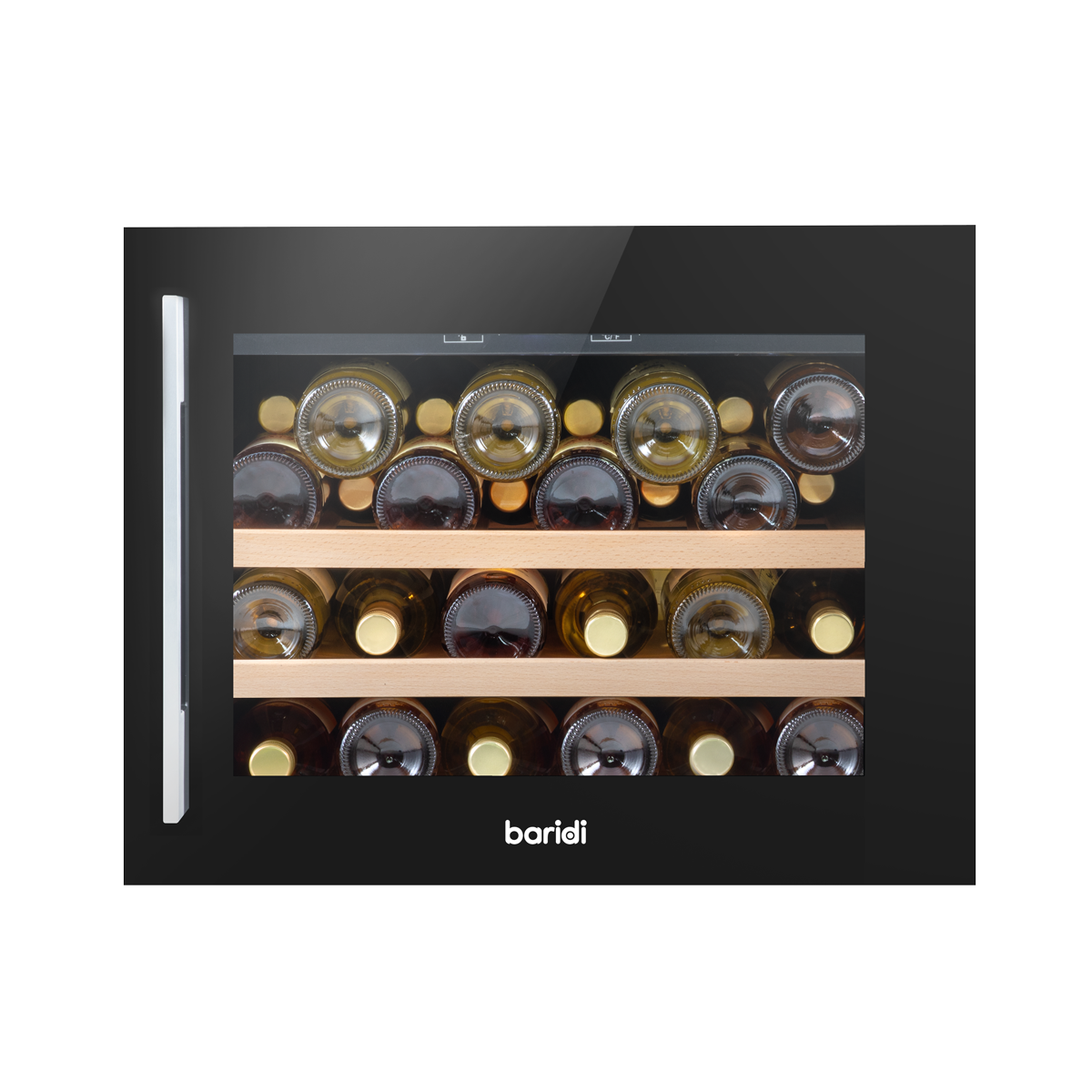 Baridi DH206 Baridi 36 Bottle Built-In Wine Cooler with Touch Screen Controls, Beech Wood Shelves & LED Light - Black