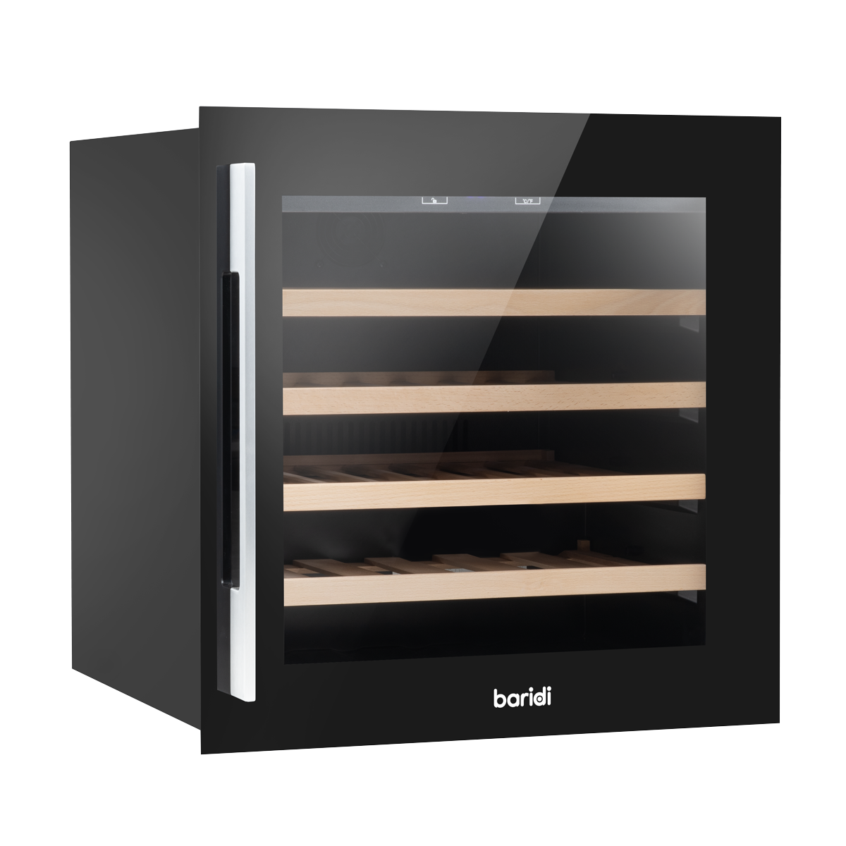Baridi DH206 Baridi 36 Bottle Built-In Wine Cooler with Touch Screen Controls, Beech Wood Shelves & LED Light - Black