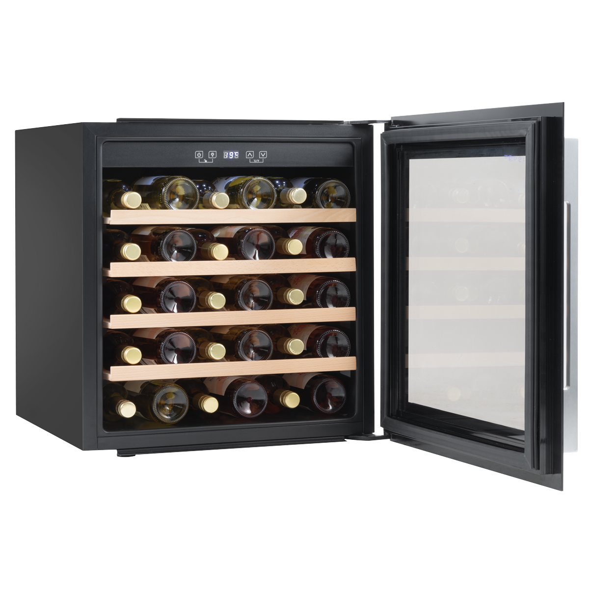 Baridi DH206 Baridi 36 Bottle Built-In Wine Cooler with Touch Screen Controls, Beech Wood Shelves & LED Light - Black