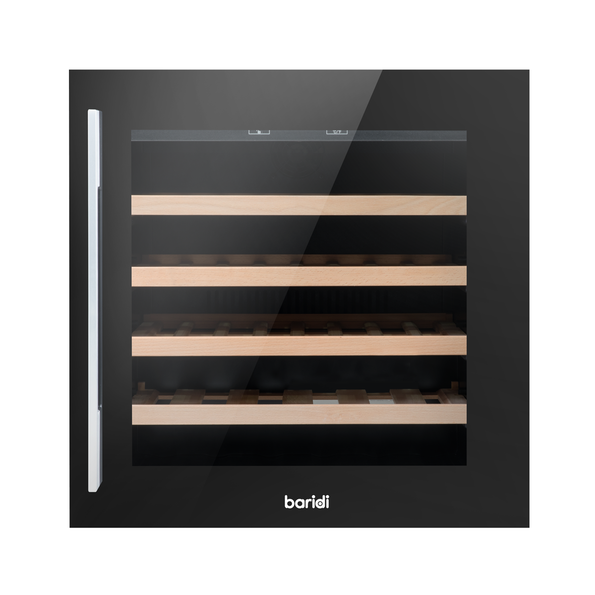 Baridi DH206 Baridi 36 Bottle Built-In Wine Cooler with Touch Screen Controls, Beech Wood Shelves & LED Light - Black
