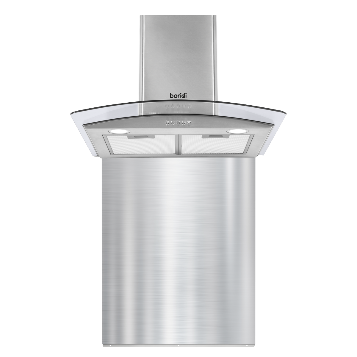 Baridi DH208 Baridi Curved Glass Cooker Hood with Carbon Filters, LED Lights & Splashback 60cm - Stainless Steel