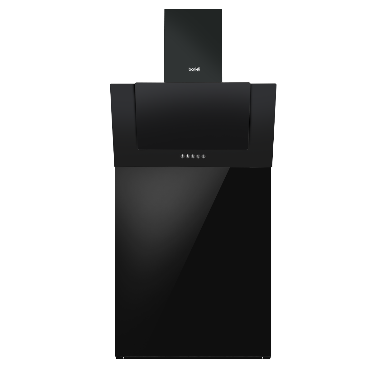 Baridi DH210 Baridi Angled Chimney Cooker Hood with Carbon Filters, LED Lamp & Splashback - Black Glass
