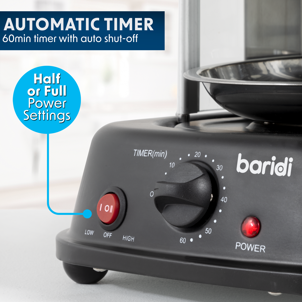 Baridi DH216 Baridi Vertical 360° Rotisserie Smokeless Grill 21L Capacity