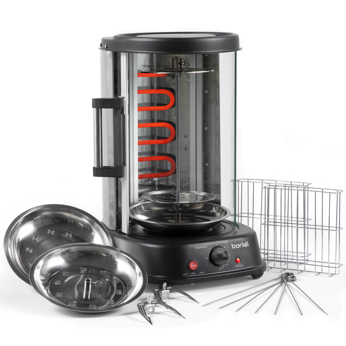 Baridi DH216 Baridi Vertical 360° Rotisserie Smokeless Grill 21L Capacity