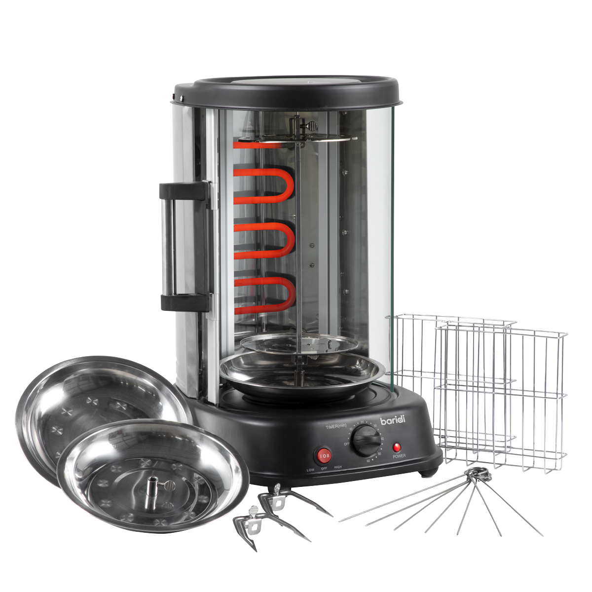 Baridi DH216 Baridi Vertical 360° Rotisserie Smokeless Grill 21L Capacity