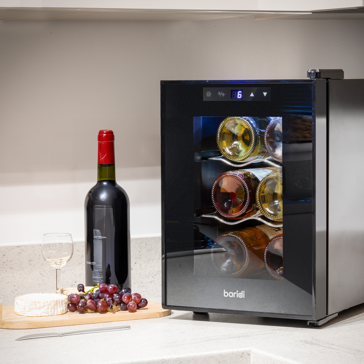 Baridi DH217 Baridi 6 Bottle Thermoelectric Tabletop Wine Cooler with Touch Control - Black