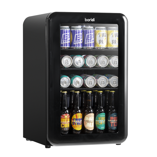 Baridi DH222 Baridi Retro Style Undercounter Drinks, Beer & Wine Fridge 70L - Black