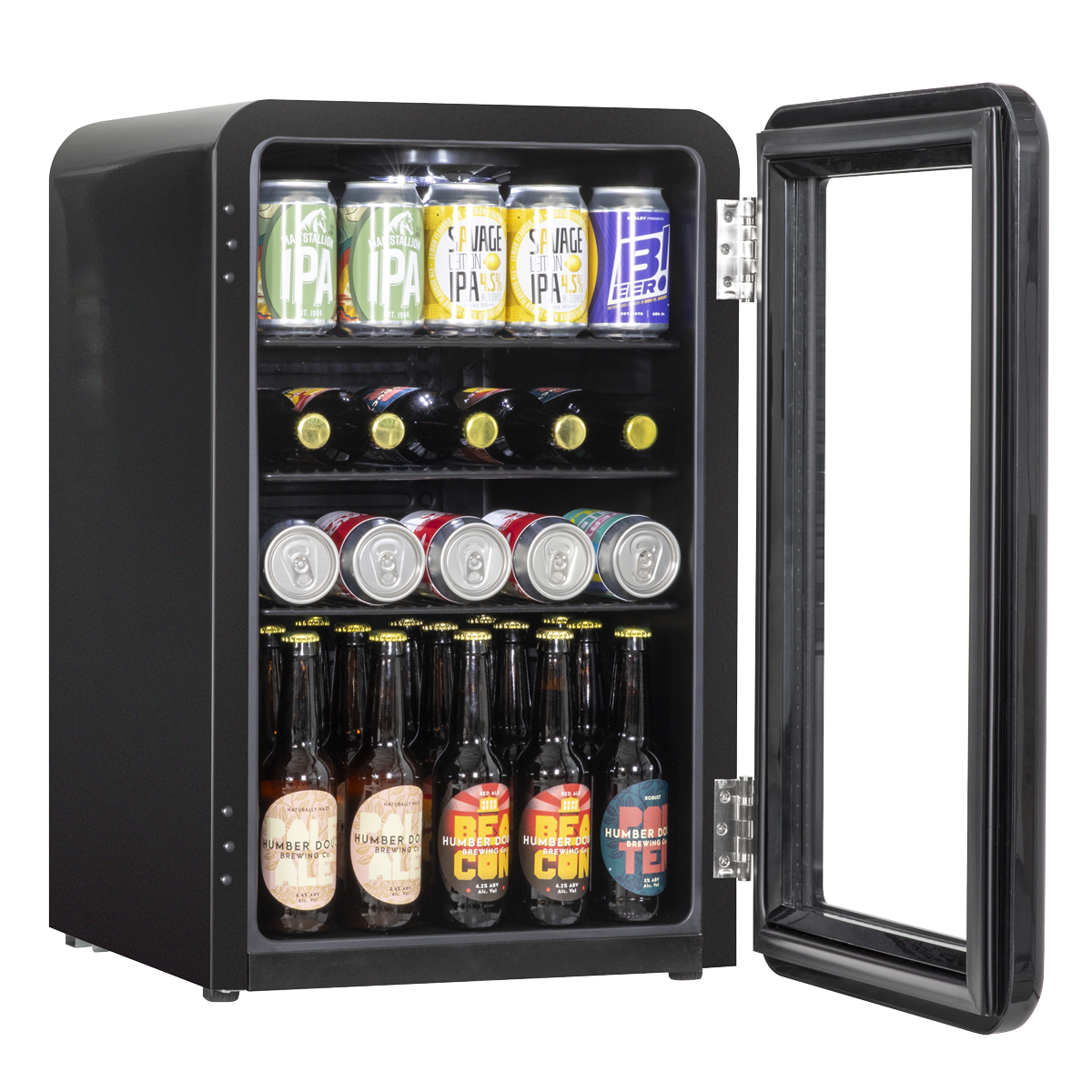 Baridi DH222 Baridi Retro Style Undercounter Drinks, Beer & Wine Fridge 70L - Black