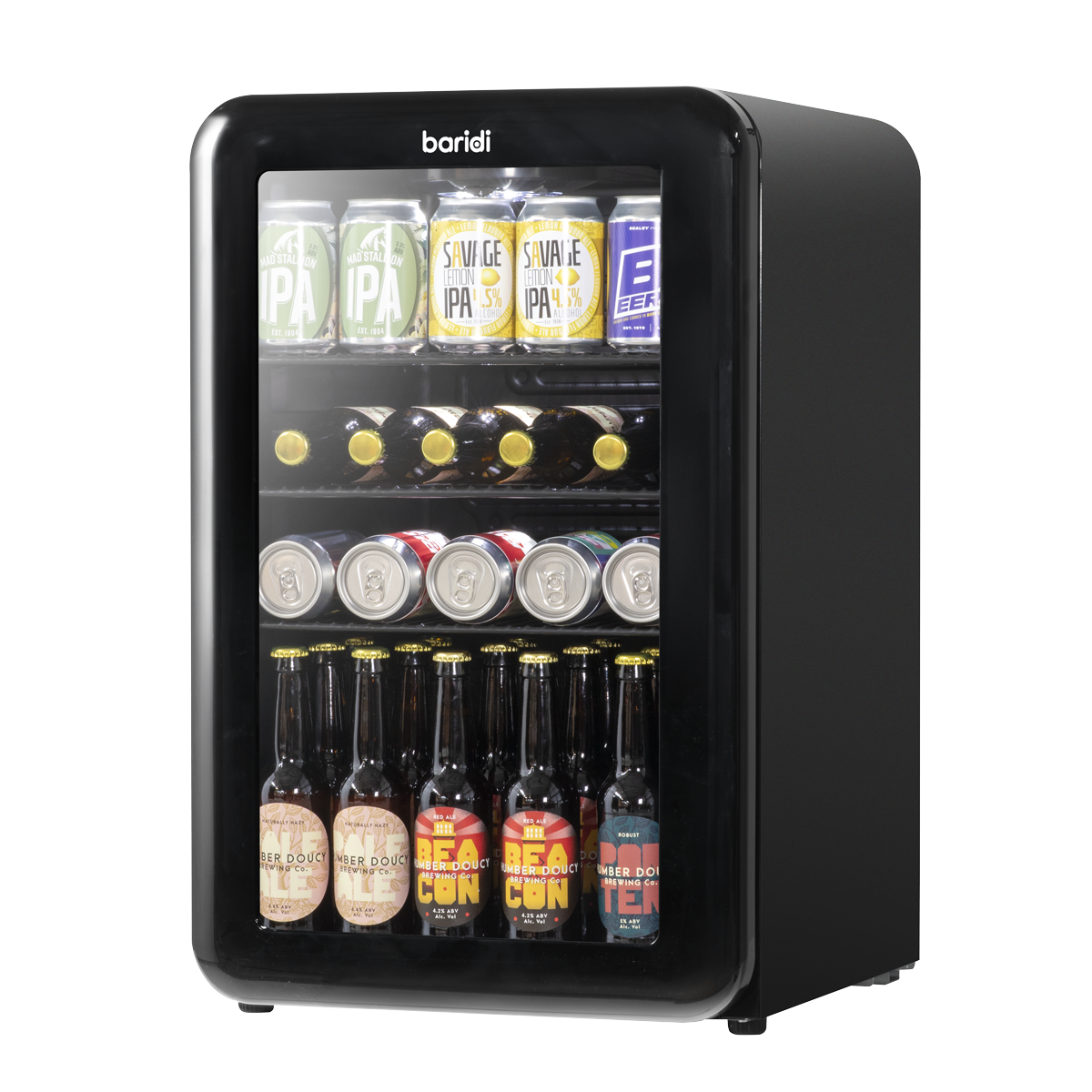 Baridi DH222 Baridi Retro Style Undercounter Drinks, Beer & Wine Fridge 70L - Black