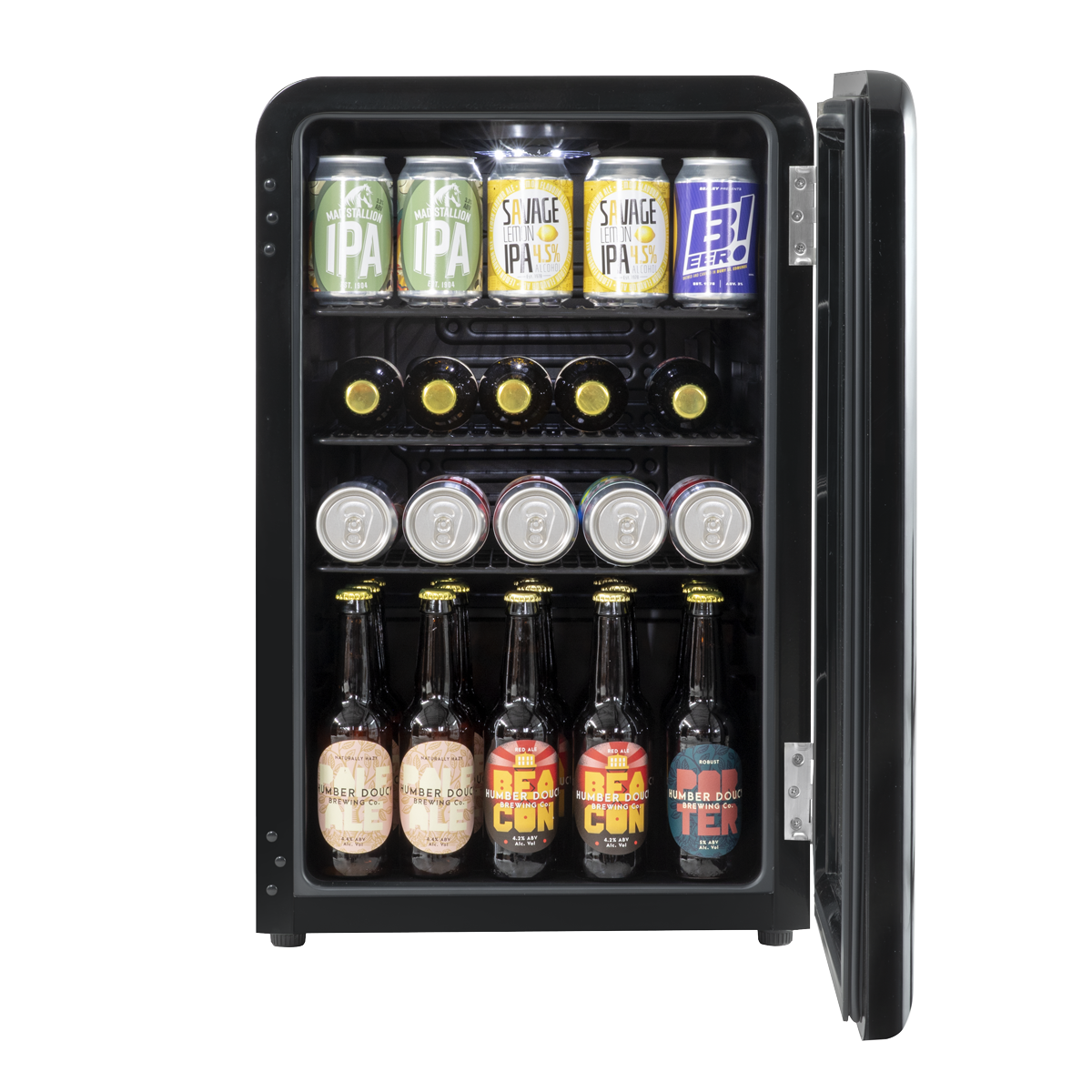 Baridi DH222 Baridi Retro Style Undercounter Drinks, Beer & Wine Fridge 70L - Black