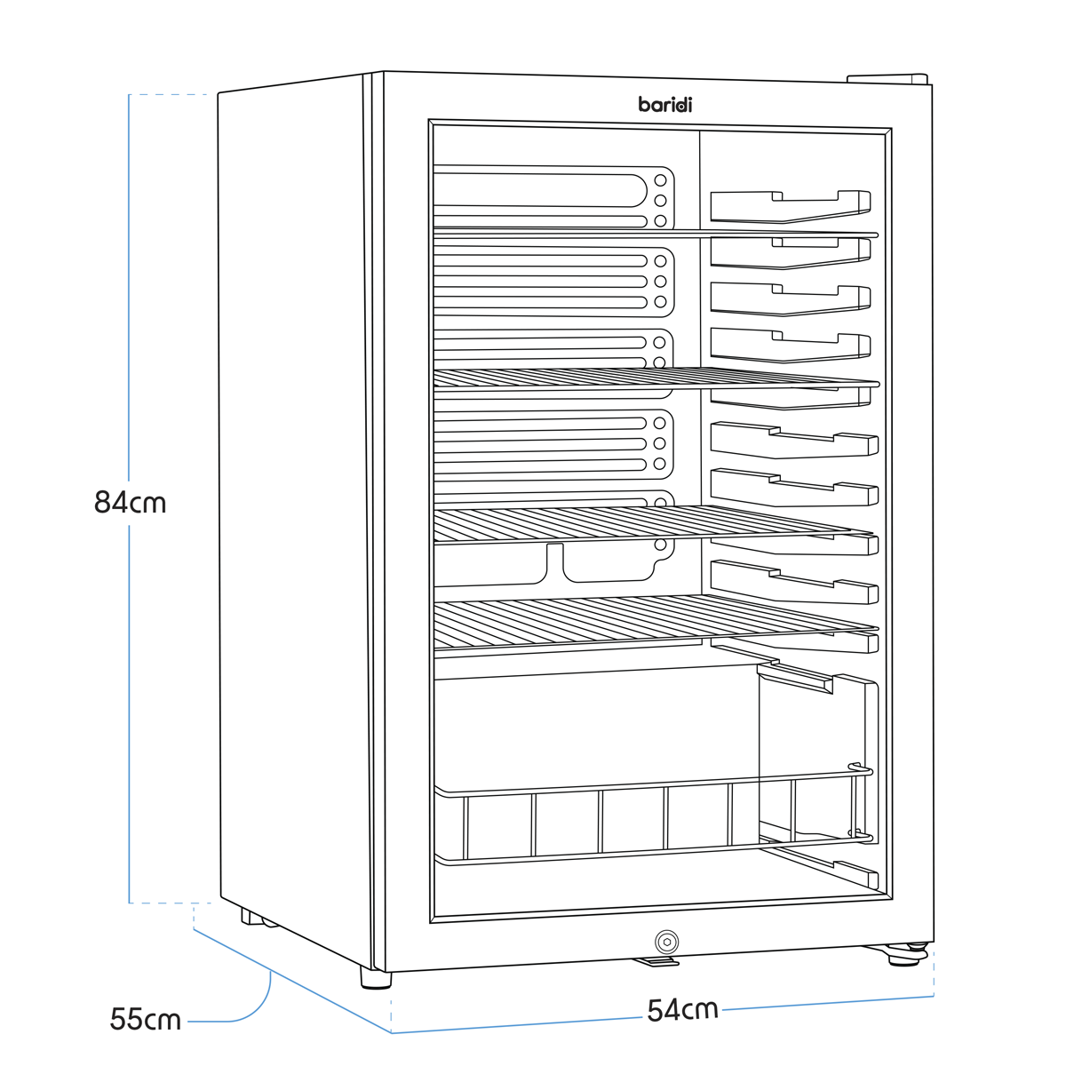 Baridi DH223 Baridi Undercounter Drinks, Beer & Wine Fridge with LED Light 115L - Black