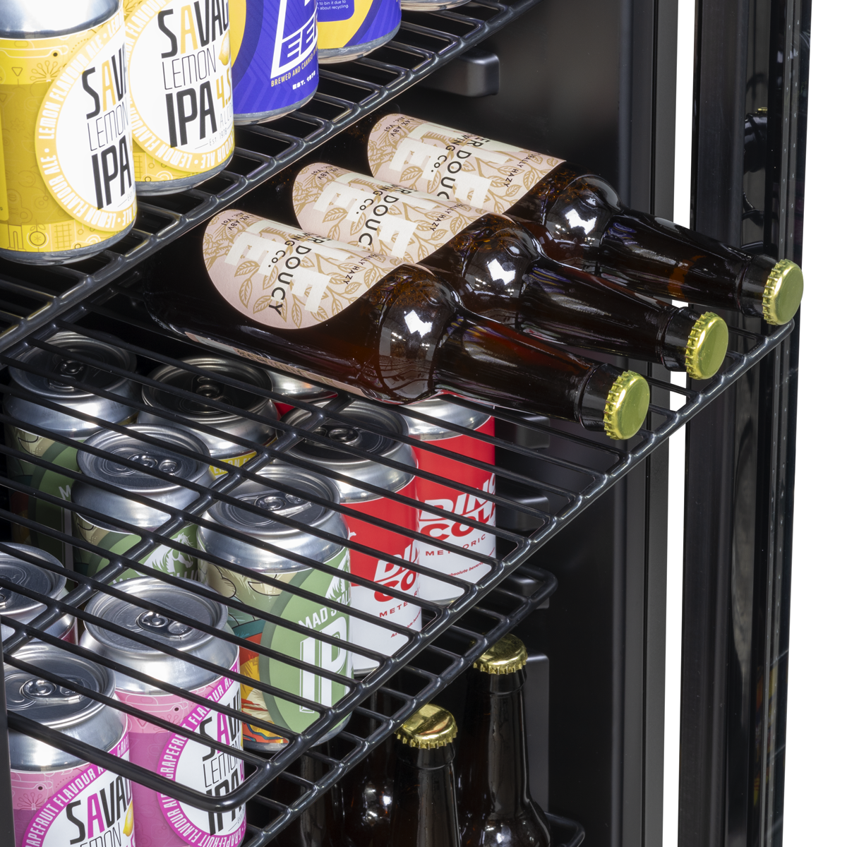 Baridi DH223 Baridi Undercounter Drinks, Beer & Wine Fridge with LED Light 115L - Black
