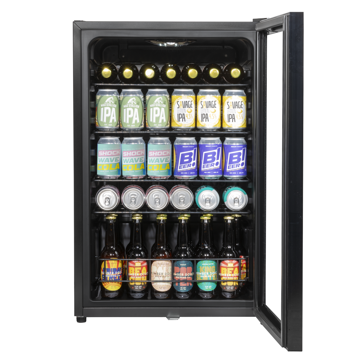 Baridi DH223 Baridi Undercounter Drinks, Beer & Wine Fridge with LED Light 115L - Black