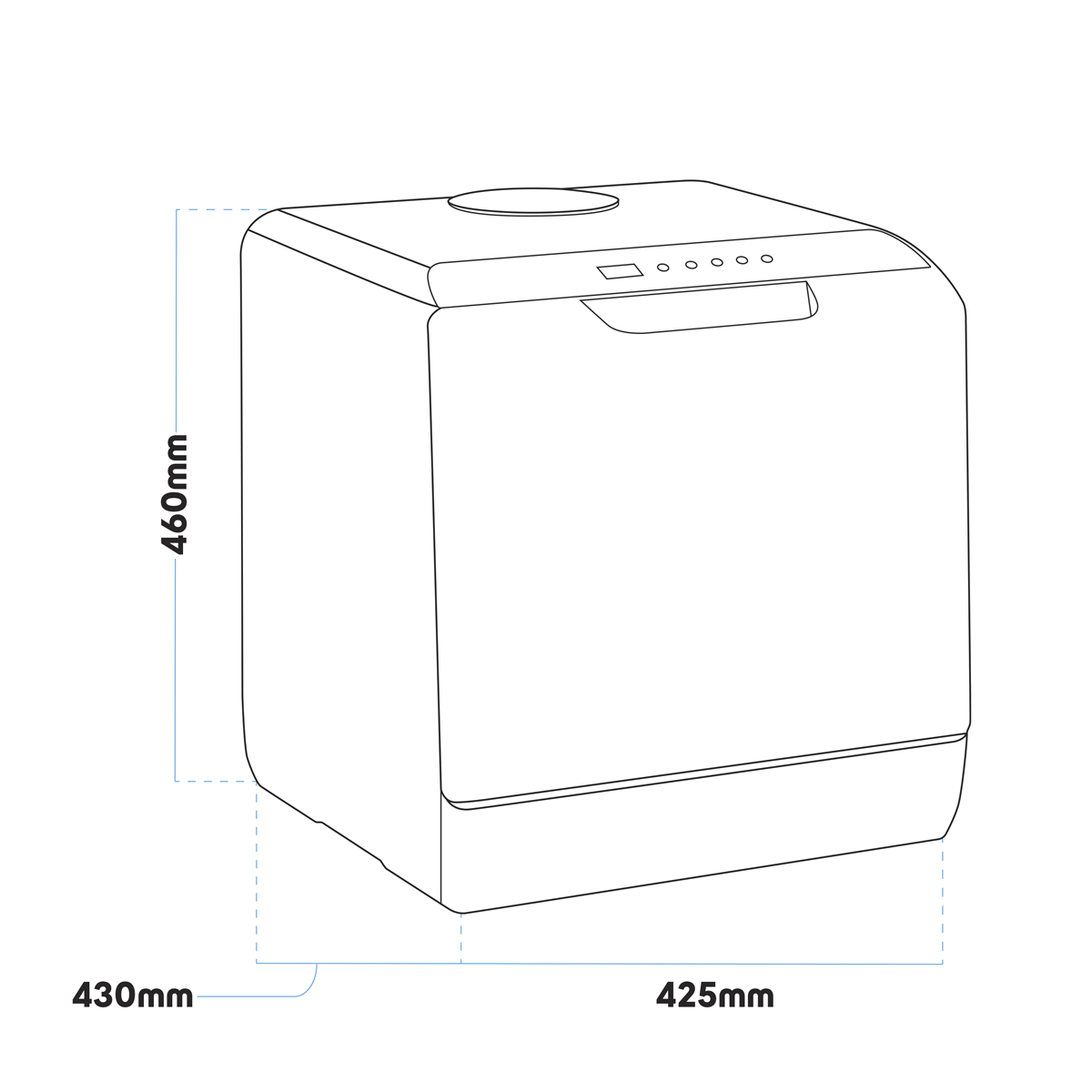 Baridi DH224A Baridi 2-4 Place Settings Mini Portable Tabletop Dishwasher, 5 Wash Functions