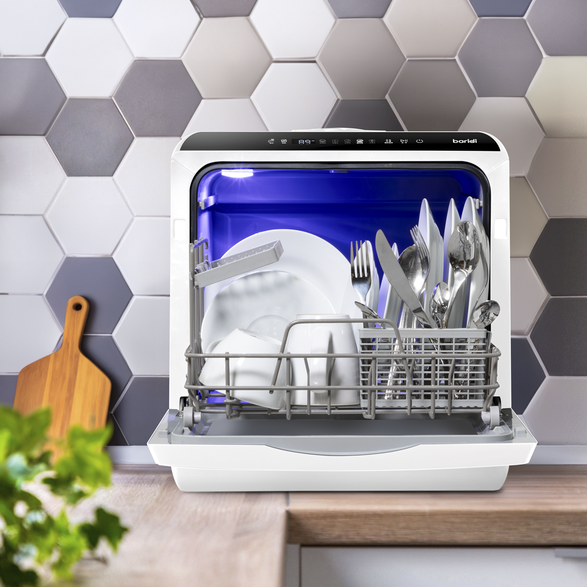Baridi DH224A Baridi 2-4 Place Settings Mini Portable Tabletop Dishwasher, 5 Wash Functions