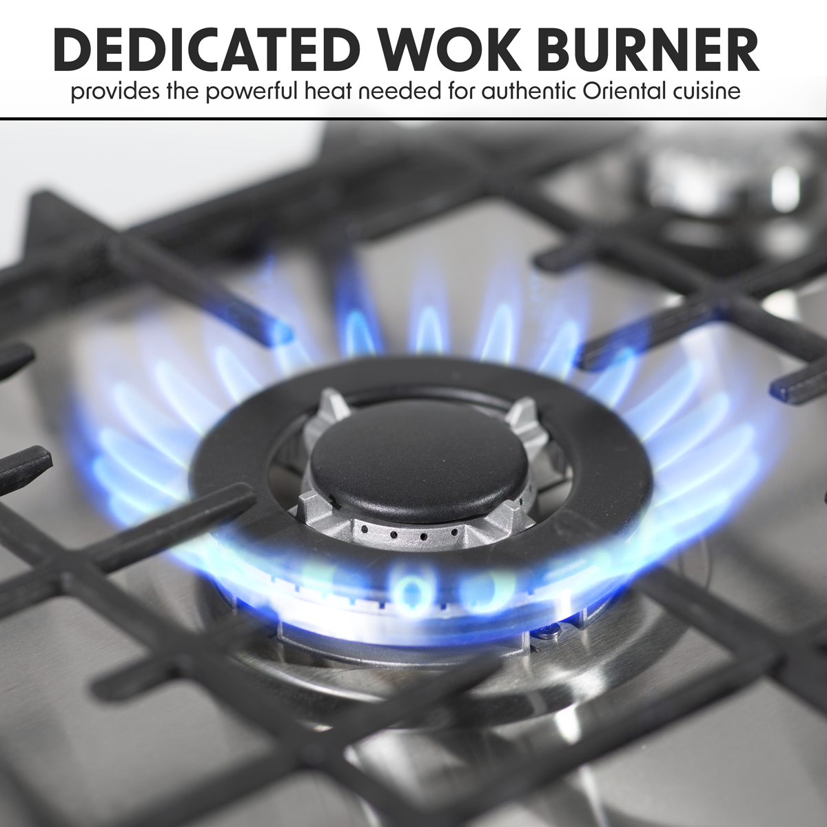 Baridi DH227 Baridi Gas Hob with 5 Cooking Zones 70cm - Stainless Steel