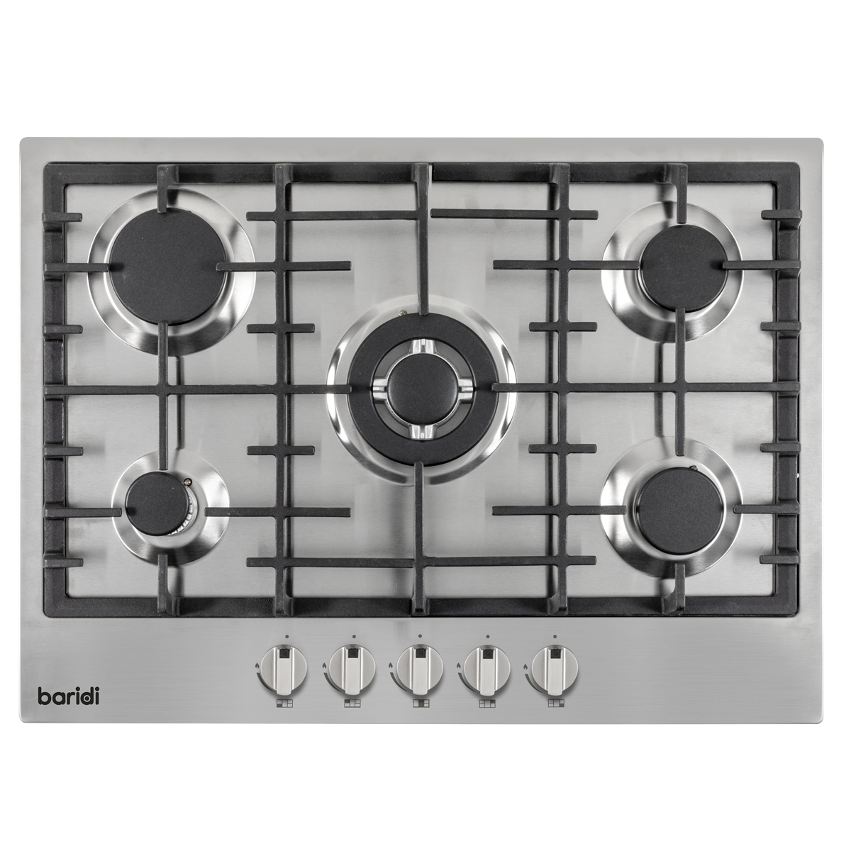 Baridi DH227 Baridi Gas Hob with 5 Cooking Zones 70cm - Stainless Steel