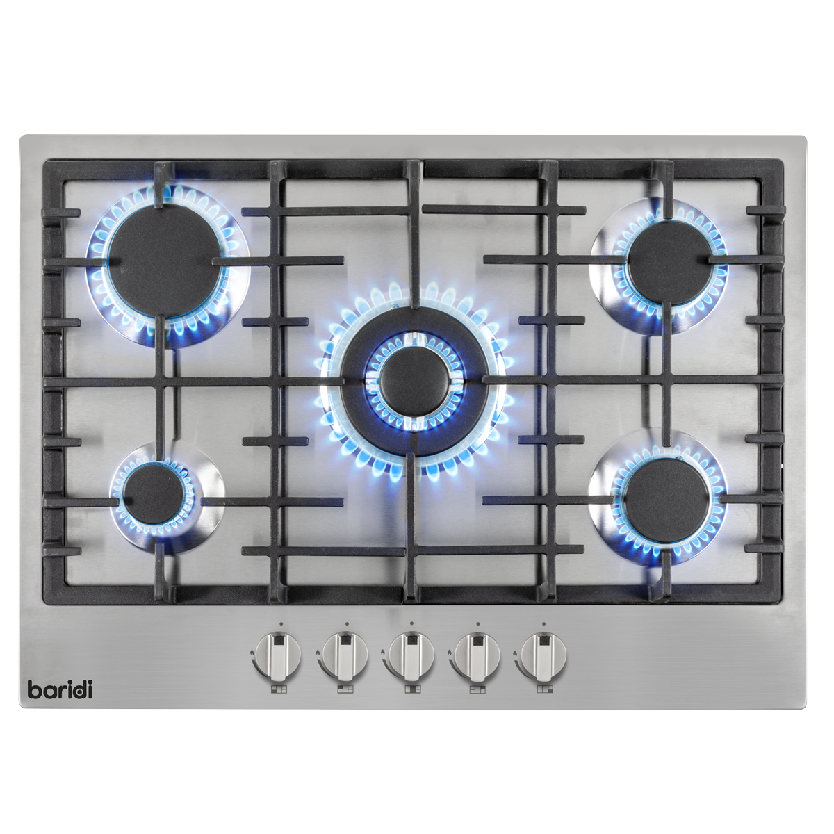 Baridi DH227 Baridi Gas Hob with 5 Cooking Zones 70cm - Stainless Steel