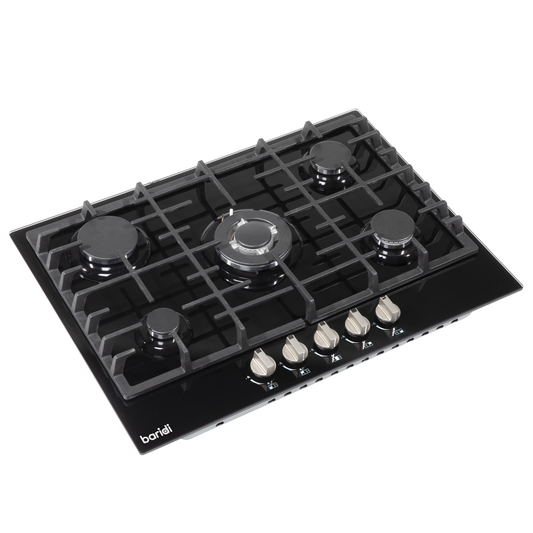 Baridi DH228 Baridi Gas Hob with 5 Cooking Zones 70cm - Black