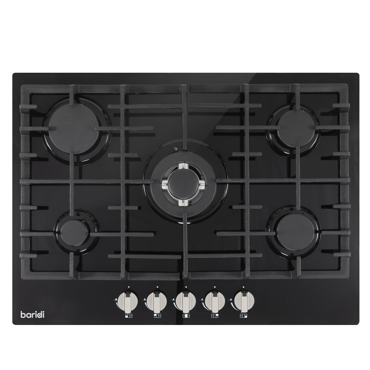 Baridi DH228 Baridi Gas Hob with 5 Cooking Zones 70cm - Black