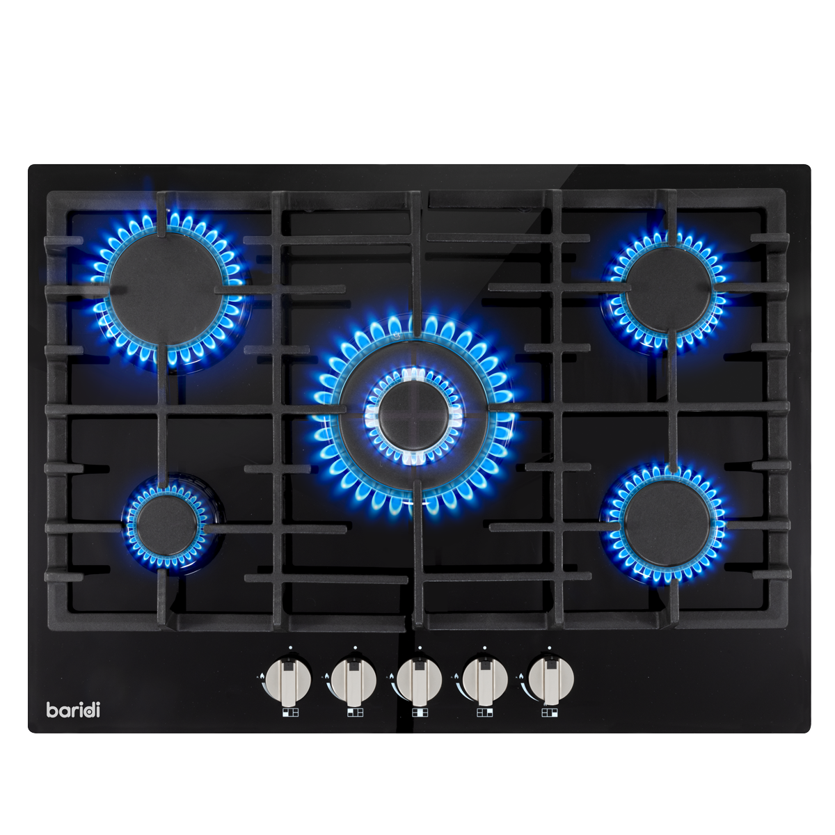 Baridi DH228 Baridi Gas Hob with 5 Cooking Zones 70cm - Black
