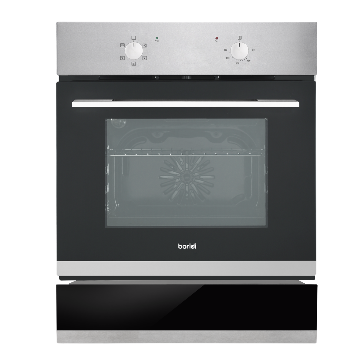 Baridi DH233 Baridi Integrated Fan-Assisted Electric Oven 60cm 55L Capacity with Warming Drawer - Black/Stainless Steel