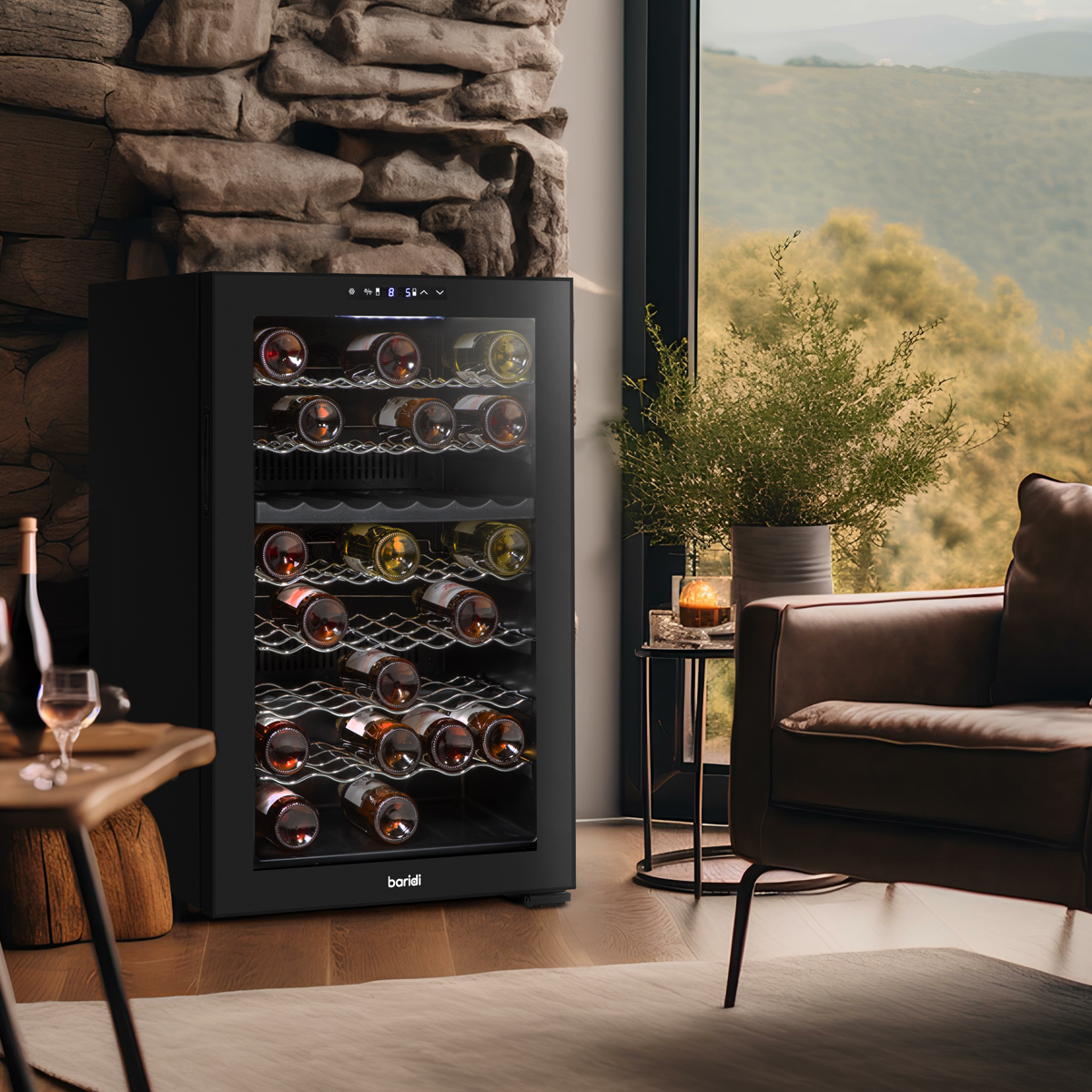 Baridi DH236 Baridi 52 Bottle Dual Zone Wine Fridge with Digital Touch Screen Controls, Wire Shelves & LED Light - Black