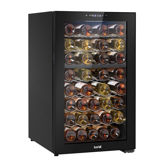 Baridi DH236 Baridi 52 Bottle Dual Zone Wine Fridge with Digital Touch Screen Controls, Wire Shelves & LED Light - Black