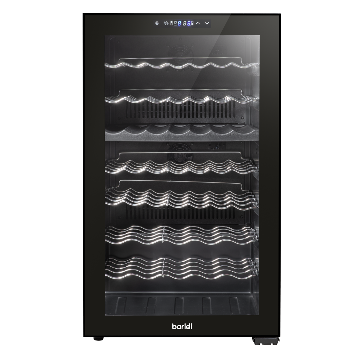 Baridi DH236 Baridi 52 Bottle Dual Zone Wine Fridge with Digital Touch Screen Controls, Wire Shelves & LED Light - Black