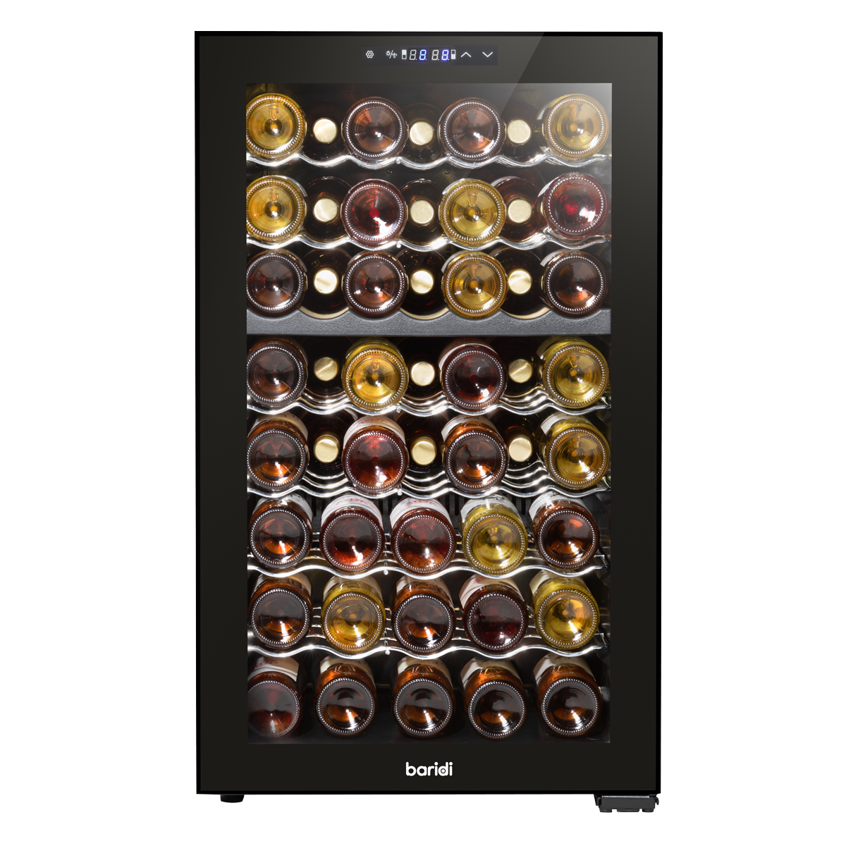 Baridi DH236 Baridi 52 Bottle Dual Zone Wine Fridge with Digital Touch Screen Controls, Wire Shelves & LED Light - Black
