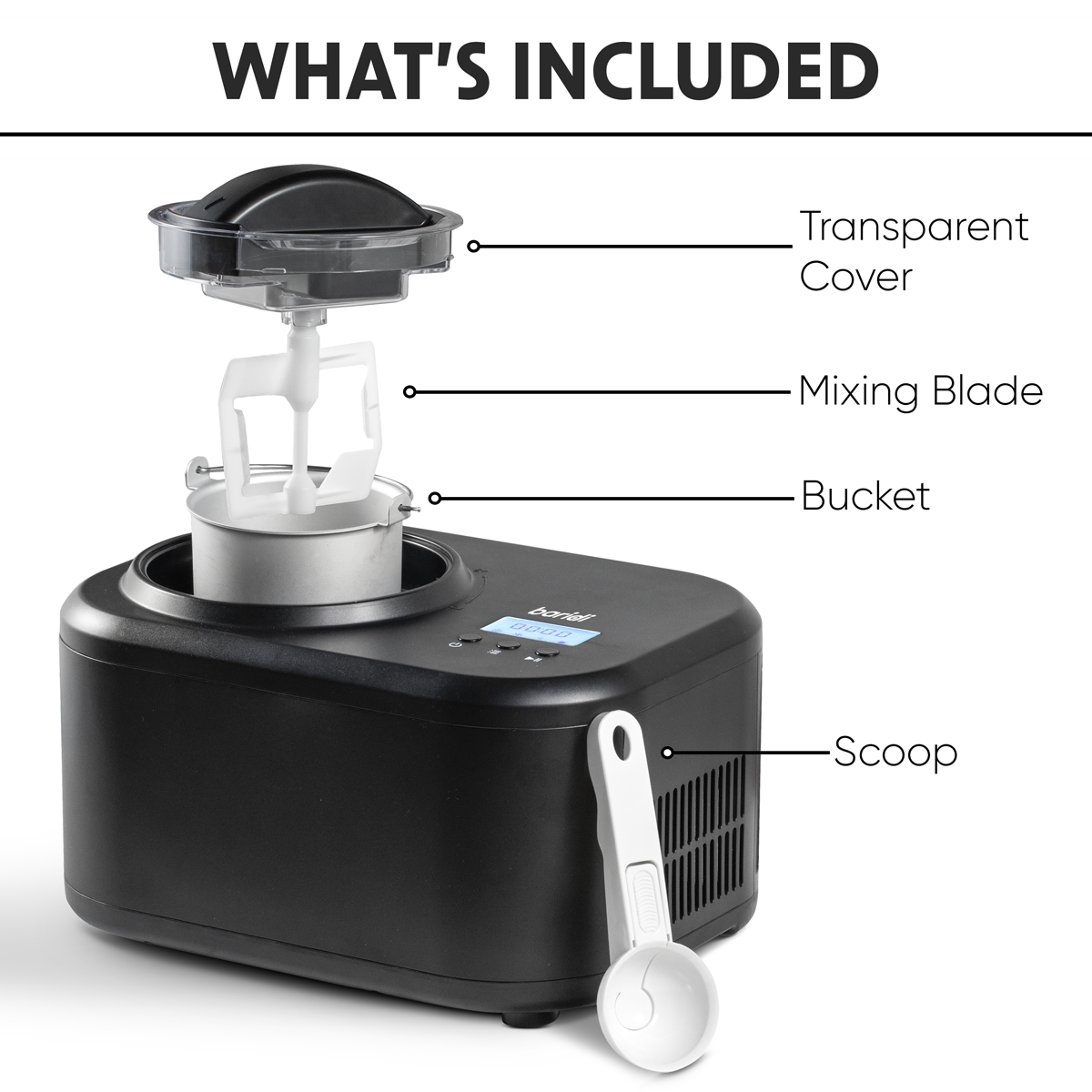 Baridi DH238 Baridi Automatic Churning Ice Cream Machine 1L Capacity - Black